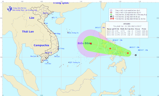 Tin mới nhất: Xuất hiện áp thấp nhiệt đới gần biển Đông.